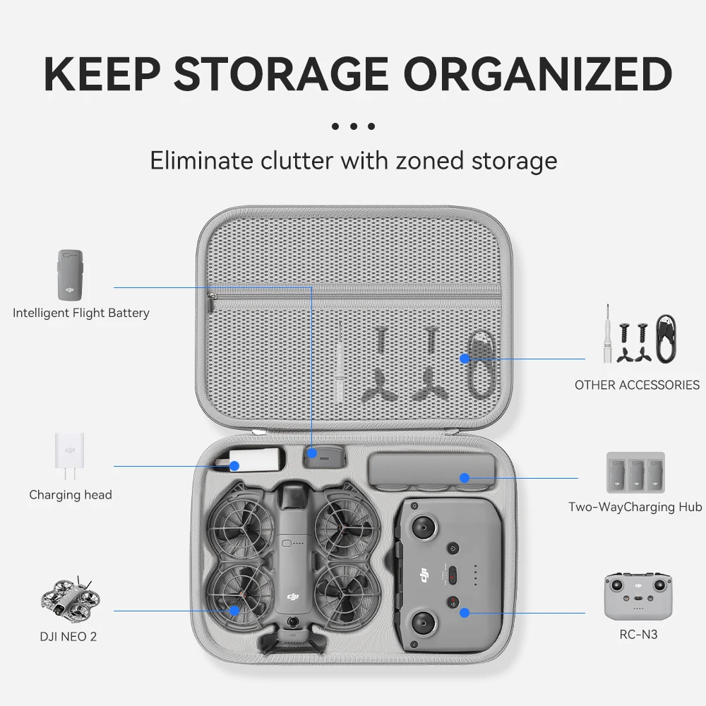 Drone Hard Shell Case - Tas Organizer Perjalanan untuk Aksesoris Drone